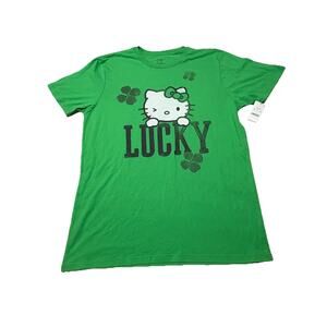 Mens Sanrio Hello Kitty Short Sleeve Graphic T-Shirt - Lime Size L Irish Lucky